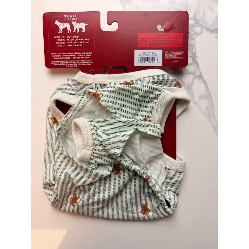 Wondershop at Target Pet Pajamas Small Gingerbread Christmas Dog Pajamas NWT